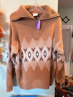 Varley Heidi Jacquard Half-Zip Sweater,  Oversized x-small, great condition