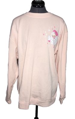Ugly Christmas Sweater Pink Retro Santa Graphic Sweatshirt XL Cozy Holiday Pullover B-46 L-28.5