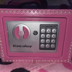 PINK MINI SAFE WITH RHINESTONES