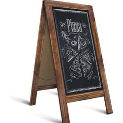 
A Frame Chalkboard by HBCY Creations: 40x20 Solid Wood A-Frame Sign Rustic Brown Double-Sided Magnetic Board, Chalkboard Menu Board, for Restaurants,