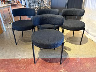 Black Contemporary Bouclé Dining Chairs ( Set of 4 )