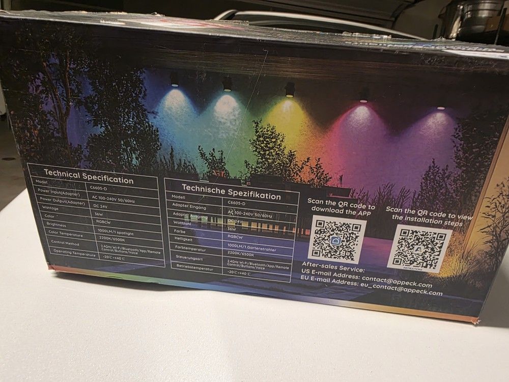 APPECK Smart Landscape Lighting Kit 36W, RGBCW Smart Landscape Lights 6 Pack, IP65 Waterproof Outdoor Spotlights, Alexa/Google Assistant Compatible, f