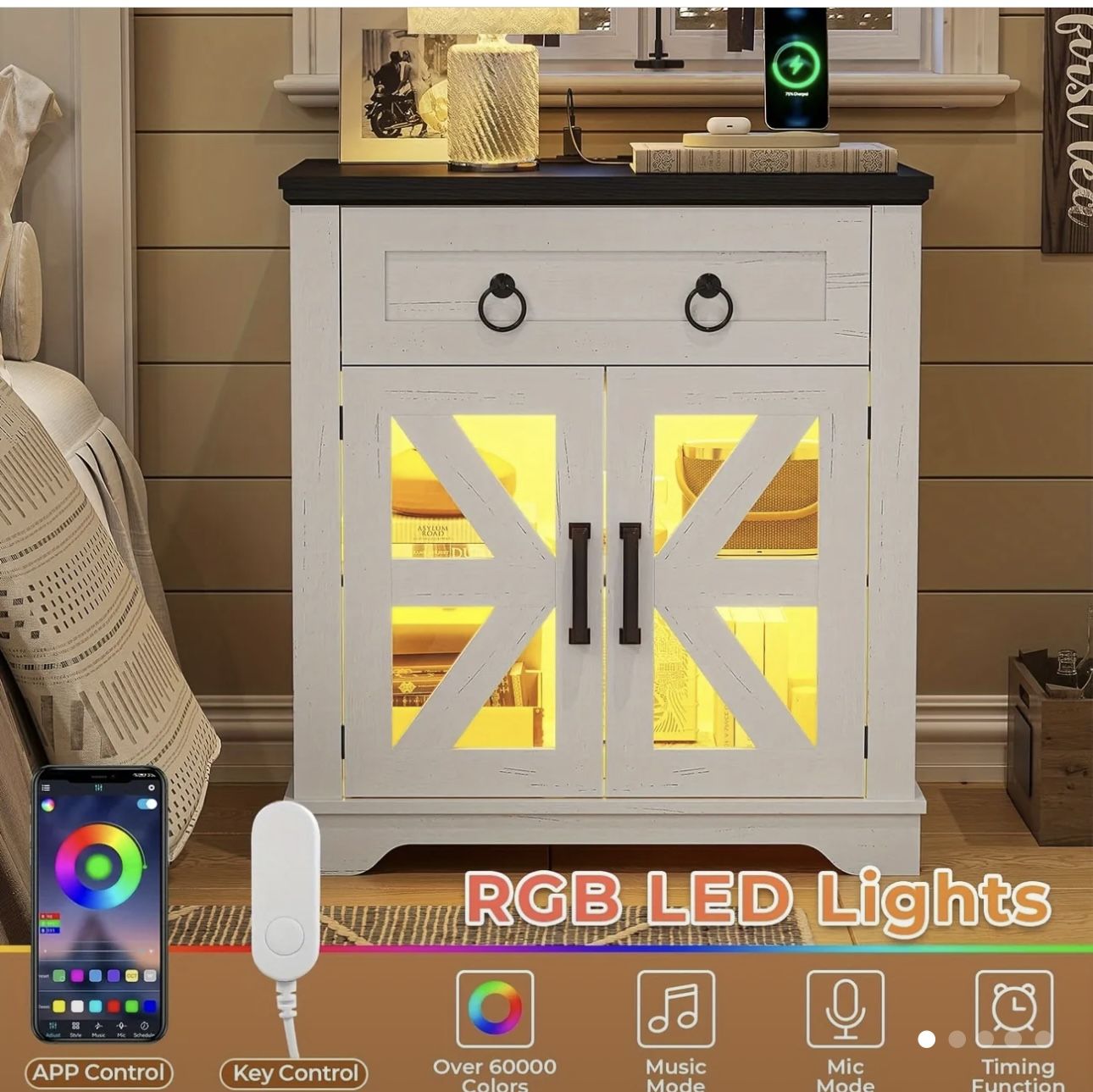 Distressed White Nightstand