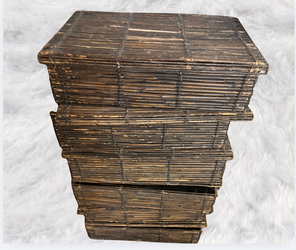 Rustic Woven Wood Storage Trunk / Decorative Chest.