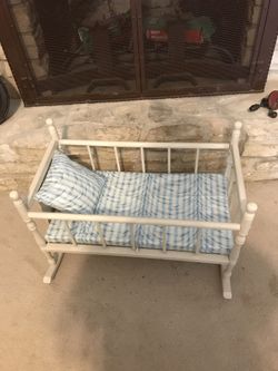 White vintage doll cradle