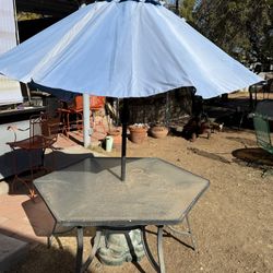 Outdoor Patio Table with White Umbrella