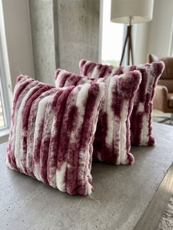 Faux Fur Throw Pillows Set of 3