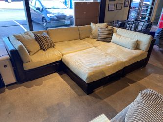 ROBINSON & ROBINSON Two Tone Green and Brown Sectional