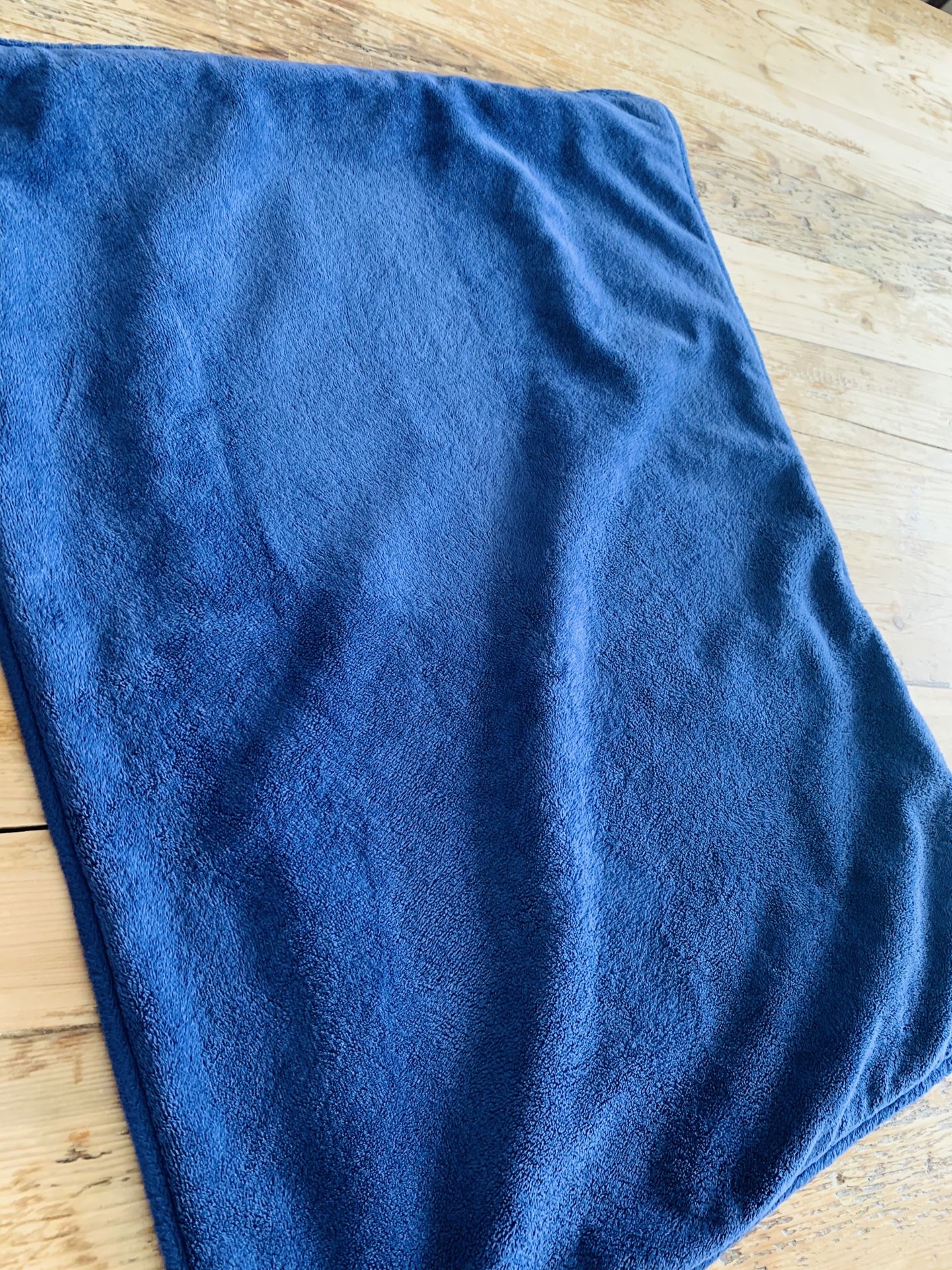 Pottery Barn Standard Sham & twin blanket- navy blue Luxe Chamois