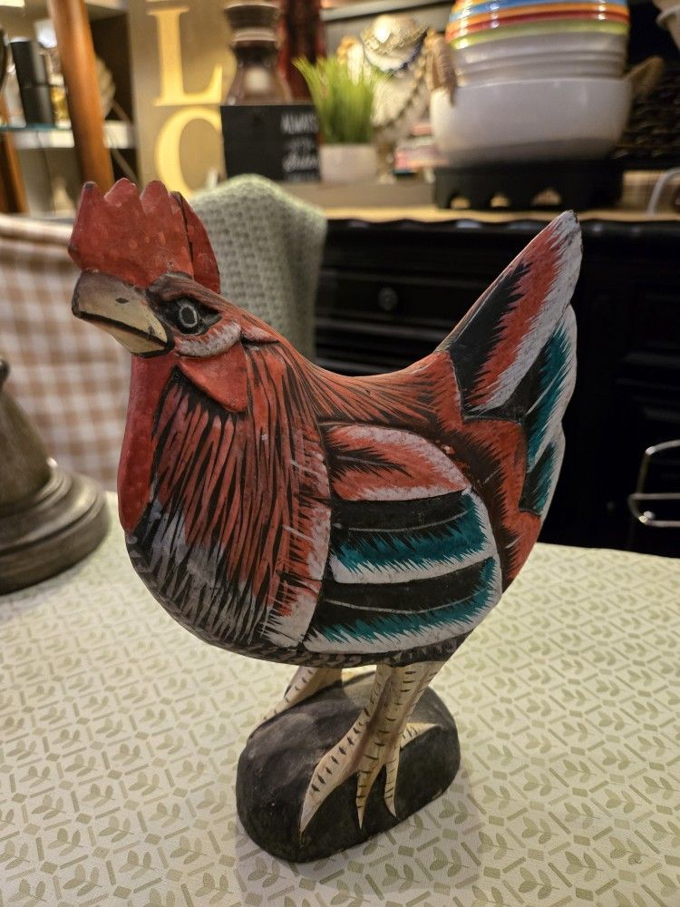 Lightweight Wood carved painted rooster
