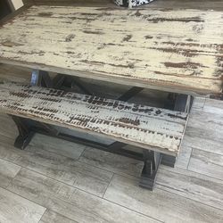 Dining table and benches