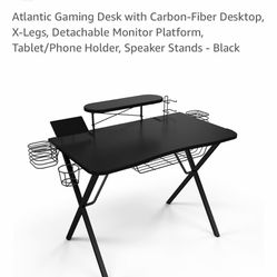 Atlantic Gaming Desk – Carbon Fiber Look, Great Condition