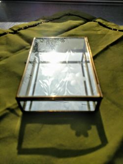Vintage Etched Glass Trinket Box