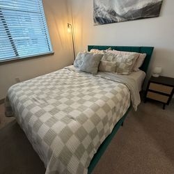 Queen sized bed and Green frame
