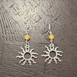 Lemon agate sun earrings