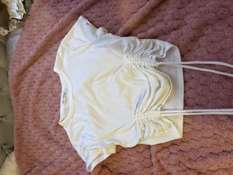 Heart-hip White Scrunched Tie Top