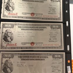 3 United States 25 Dollar  Used Bonds. 