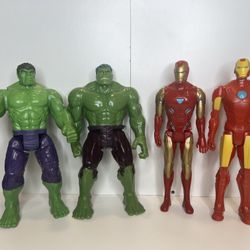 Marvel Avengers Hulk & Iron Man Action Figures – Lot of 4 