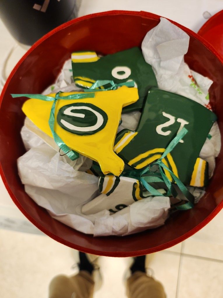 Christmas ornaments of the green bay packers