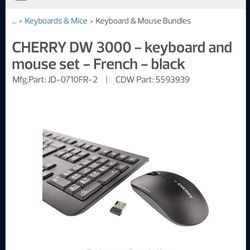 Cherry Wireless Keyboard & Mouse For Sale. 