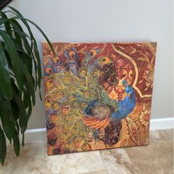 Peacock Painting On Canvas