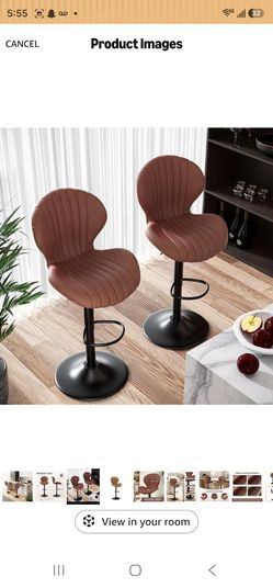 Modern Bar Stools Set of 5, Adjustable Fabric Upholstered Swivel Bar Chairs, Counter Height Barstools with High Backrest, for Bar Kitchen Is