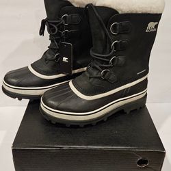  SOREL Caribou Size 9 Black Waterproof for Heavy Snow Women Boots / NEW