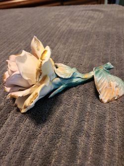 Beautiful New Capodimonte Rose And Stem  With Hanger On Back