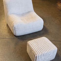  Comfy Corduroy Lazy Sofa with High-Density Foam With Ottoman