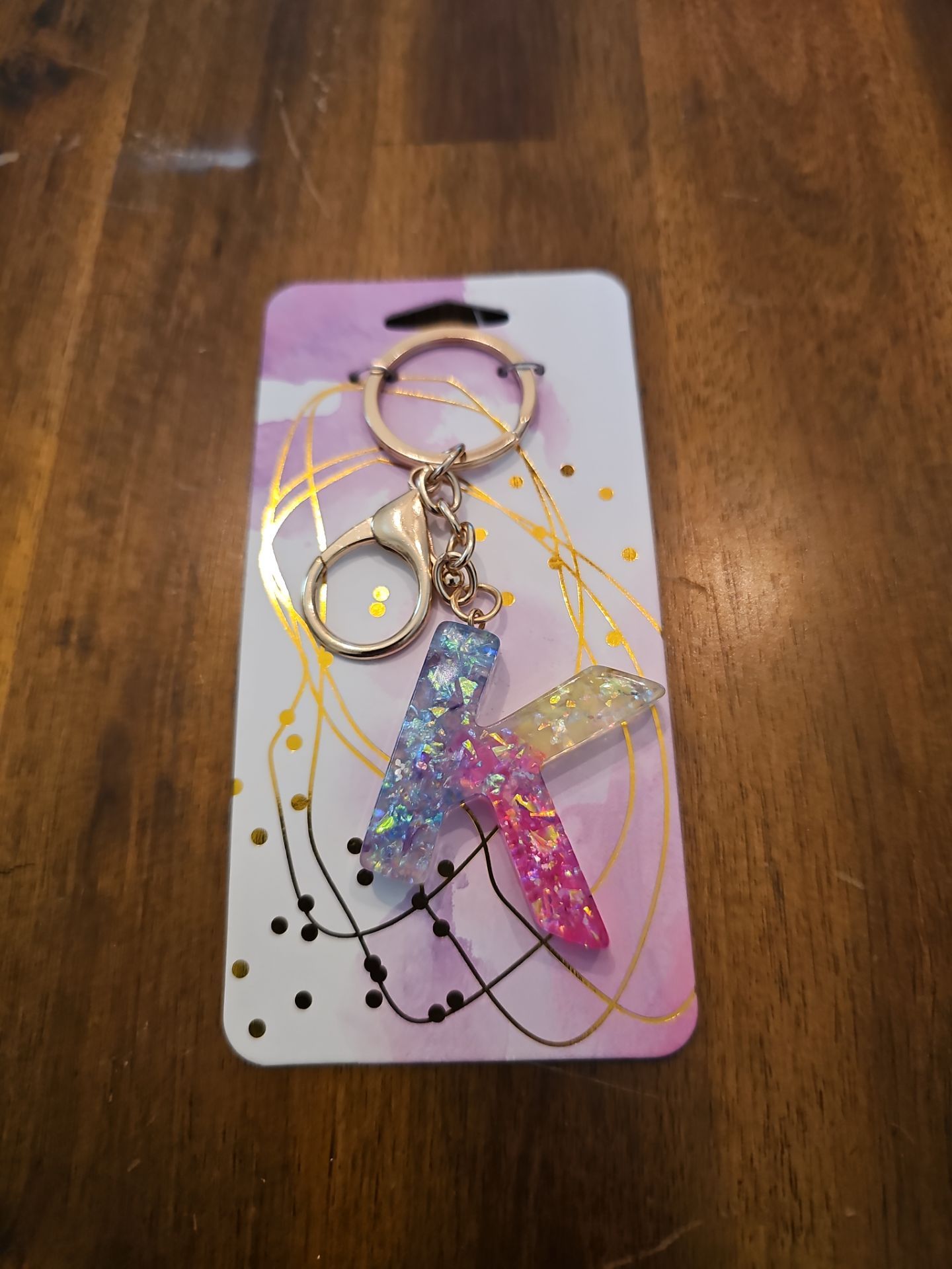 Colorful letter K keychain