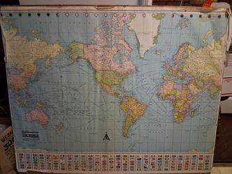 VINTAGE THE UNITED STATES OF AMERICA HUGE WALL MAPs