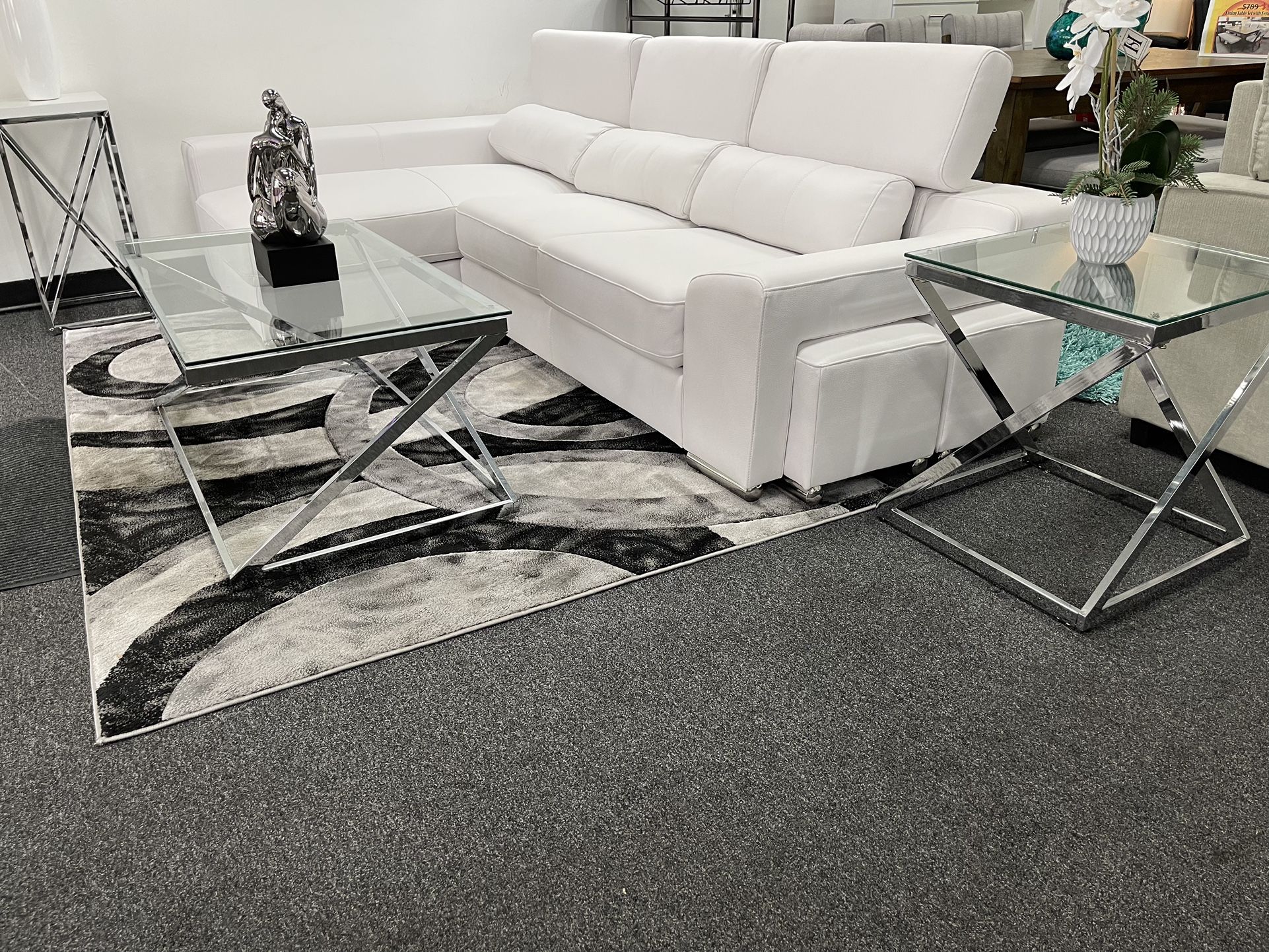 ‼️🛏️🛋️WHITE LEATHER MODERN SECTIONAL ON SALE🔥‼️