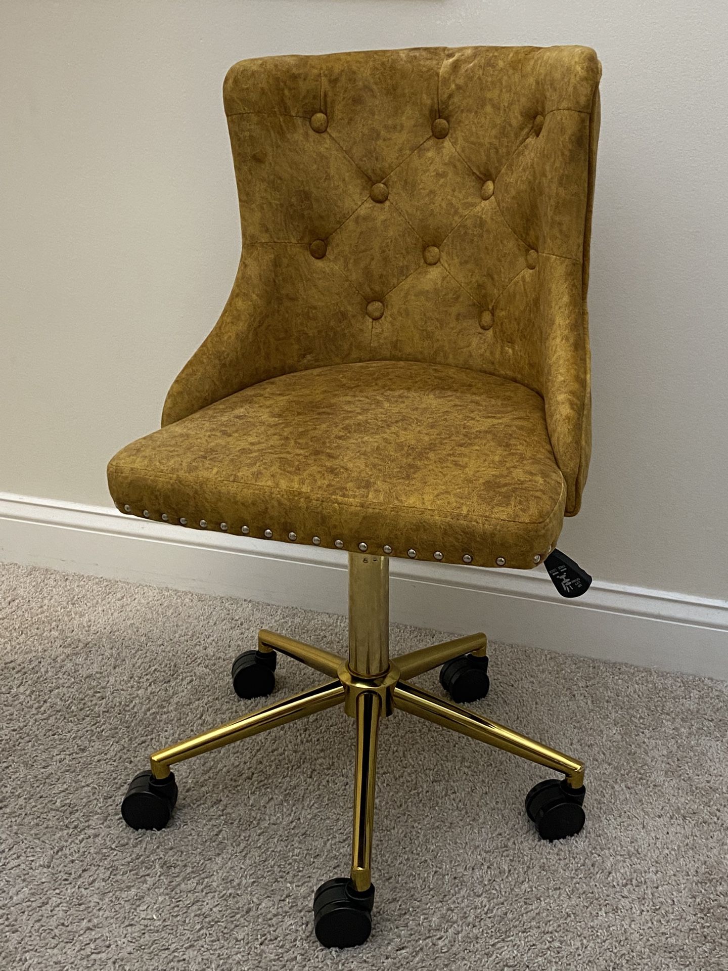 Home Office Desk Chair With Gold Base / Mustard Color