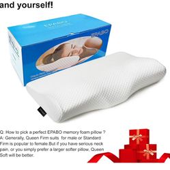 Contour Memory Foam Pillow Orthopedic Sleeping Pillows, Ergonomic Cervical Pillow for Neck Pain - for Side Sleepers, Back and Stomach Sleepers, Free P