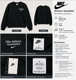 Nike Athletics Gymnastics Black Sweatshirt – Women’s Size Small (S)