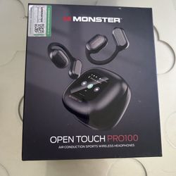 Monster Open Touch Pro 100, Open Ear Headphones Touch Screen Earbuds, Bluetooth
