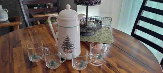 Nikko Christmas Glassware & Thermal Carafe
