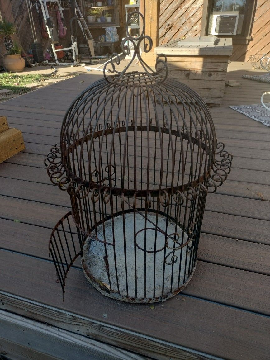 Antique Wrought Iron Bird Cage