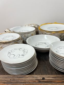 Vintage Set of Porcelain Dishes - Tempo By Meito Japan Dishware Serves 9