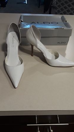 Aldo "Delcina" White 4in wood-stacked stiletto heels Size 41/11 Women's