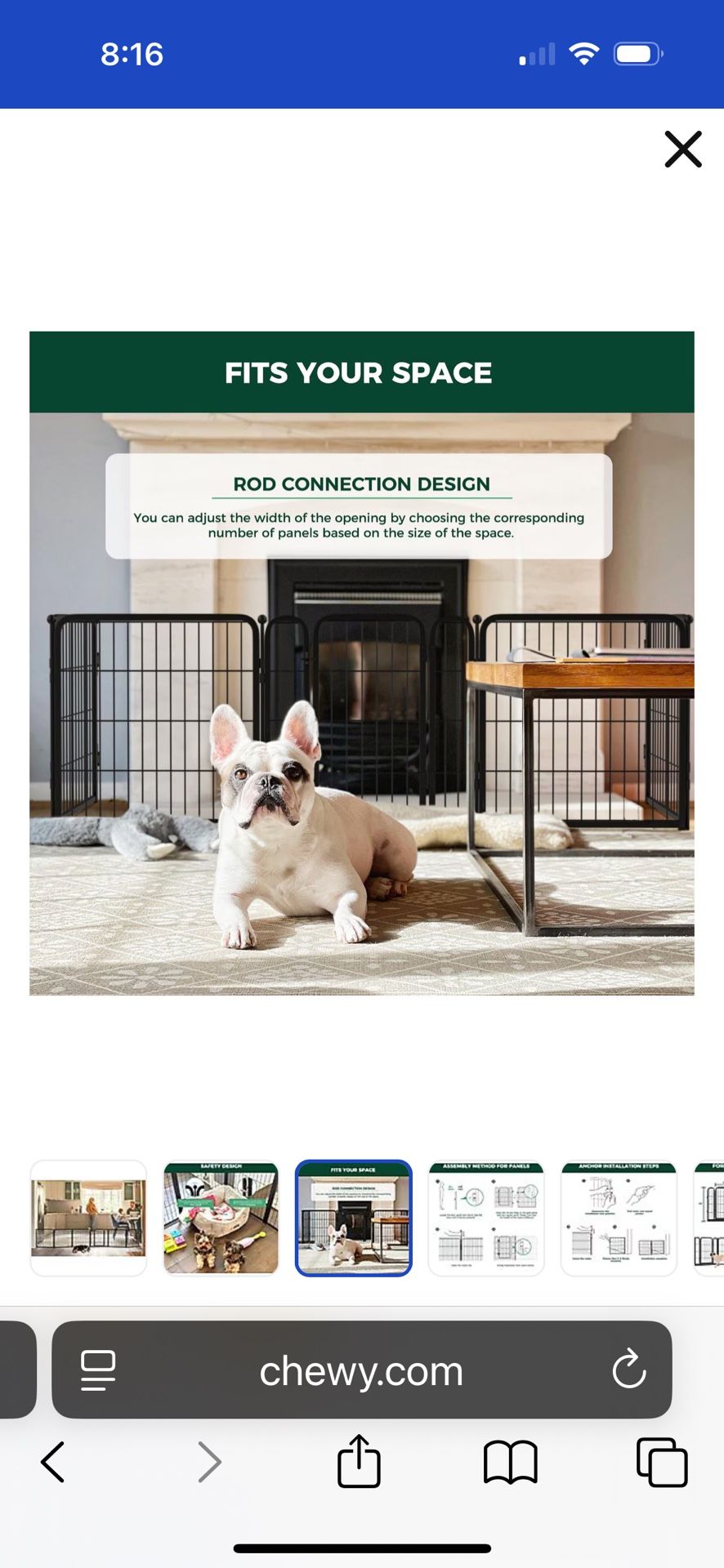Dog Playpen Indoor - Pet Fence Puppy Exercise Pen for Yard Gate 6 Panel 24” Height Heavy Duty Crates with Doors Metal Dog Pen for Camping, RV, Outdoor