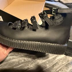 T.U.K Multi-Strap Pointed Mary Jane Creeper