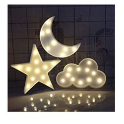 3Pcs Decorative LED Crescent Moon Star Cloud Night Light
