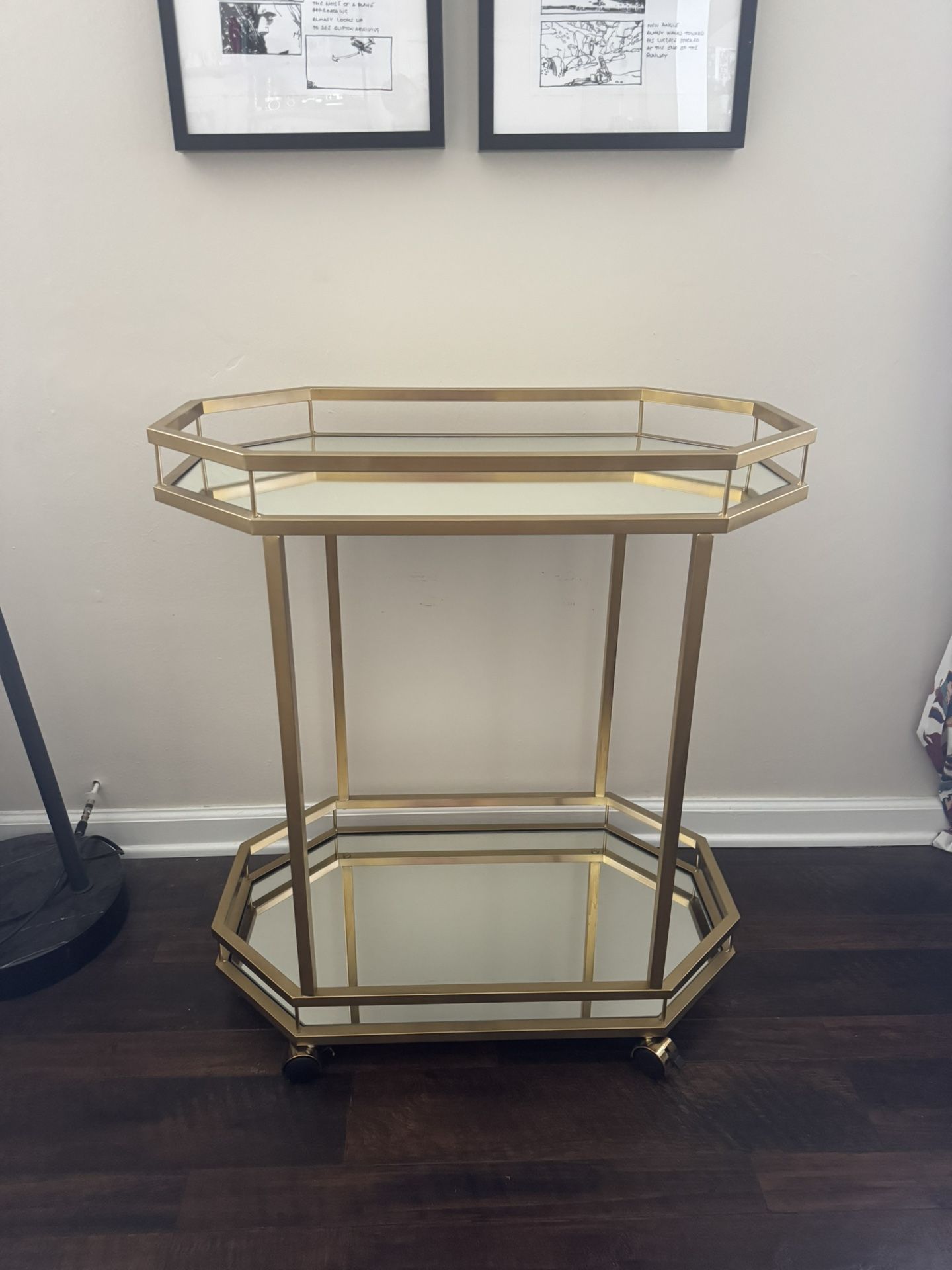 Gold and Mirrored Bar Cart