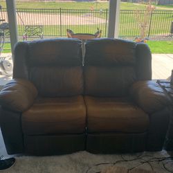 Leather Couch With Two Recliners And Loveseat. Purchased At Ashley‘S.
