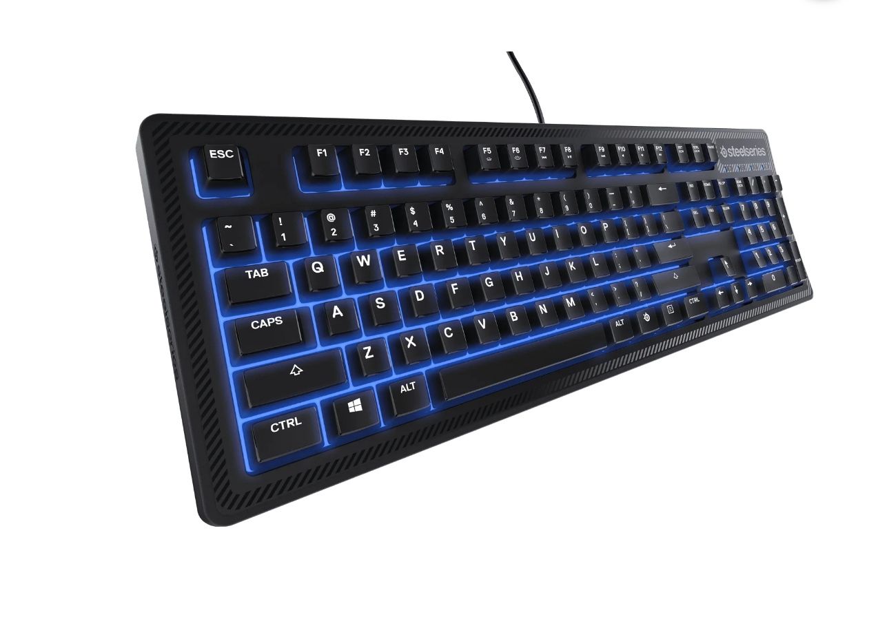🔥NEW🔥 SteelSeries Apex 100 Gaming Keyboard, Tactile & Silent, Blue LED Backlit