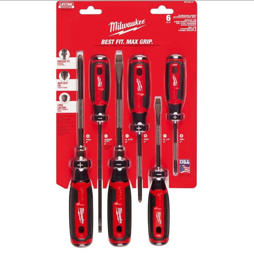Milwaukee 6pc Cushion Grip screwdriver set