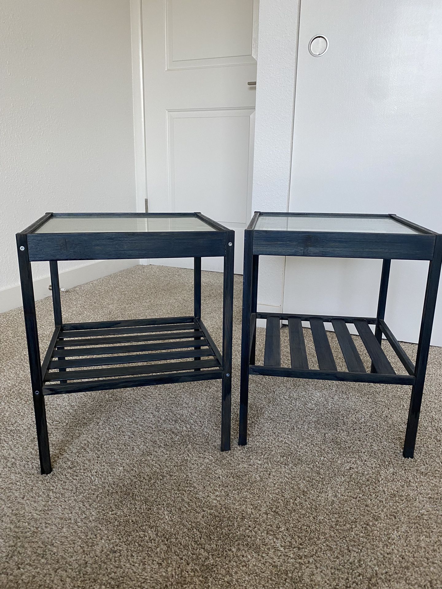 Bedside End Tables 2 Stained Blue IKEA 