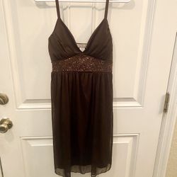 Elegant Brown Sleeveless Dress