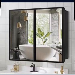 New Black 30 in. W x 26 in. H Rectangular Medicine Cabinet